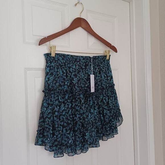 MISA Los Angeles Marion Teal Shimmer Mini Skirt Size M NWT - Picture 7 of 10